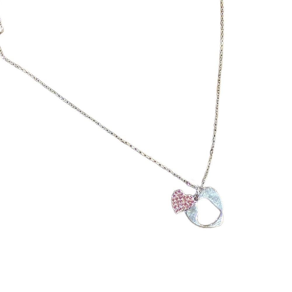 Touchstone Crystal Silver and Pink Heart Necklace